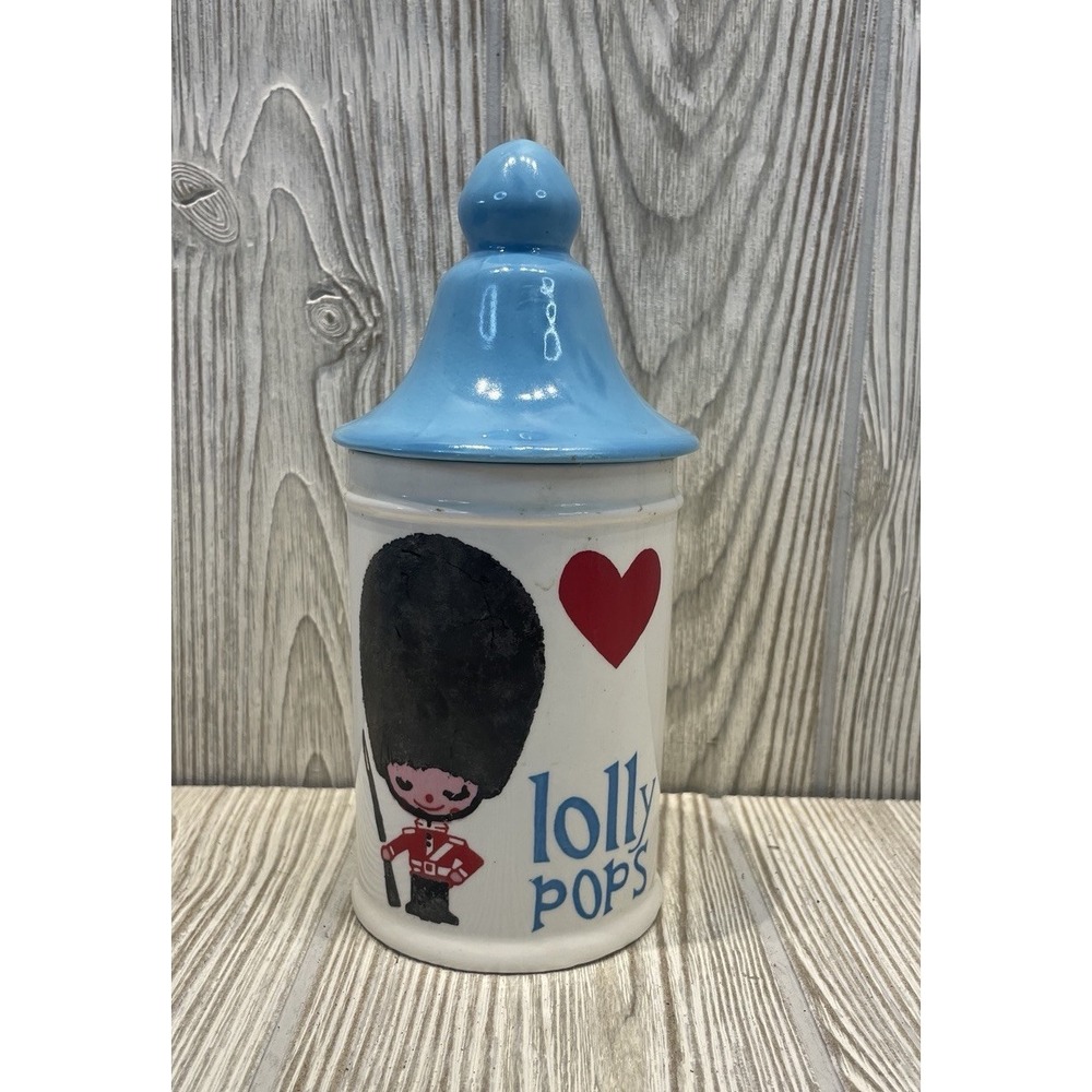 Vintage Davar Originals Lolly Pop Container Lid British Soldier Kitschy Japan UK